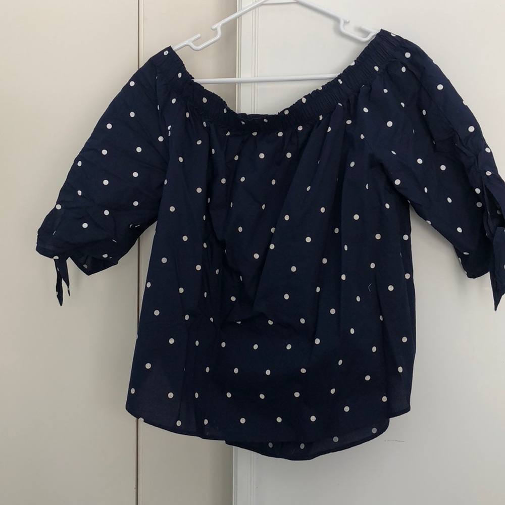 Off the shoulder polka dot top